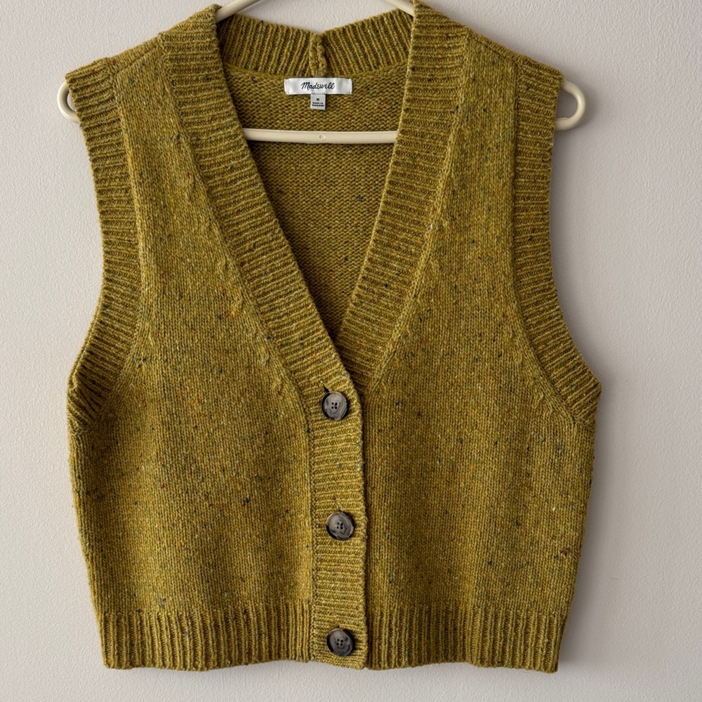 Madewell Mustard Green alpaca blend Vest